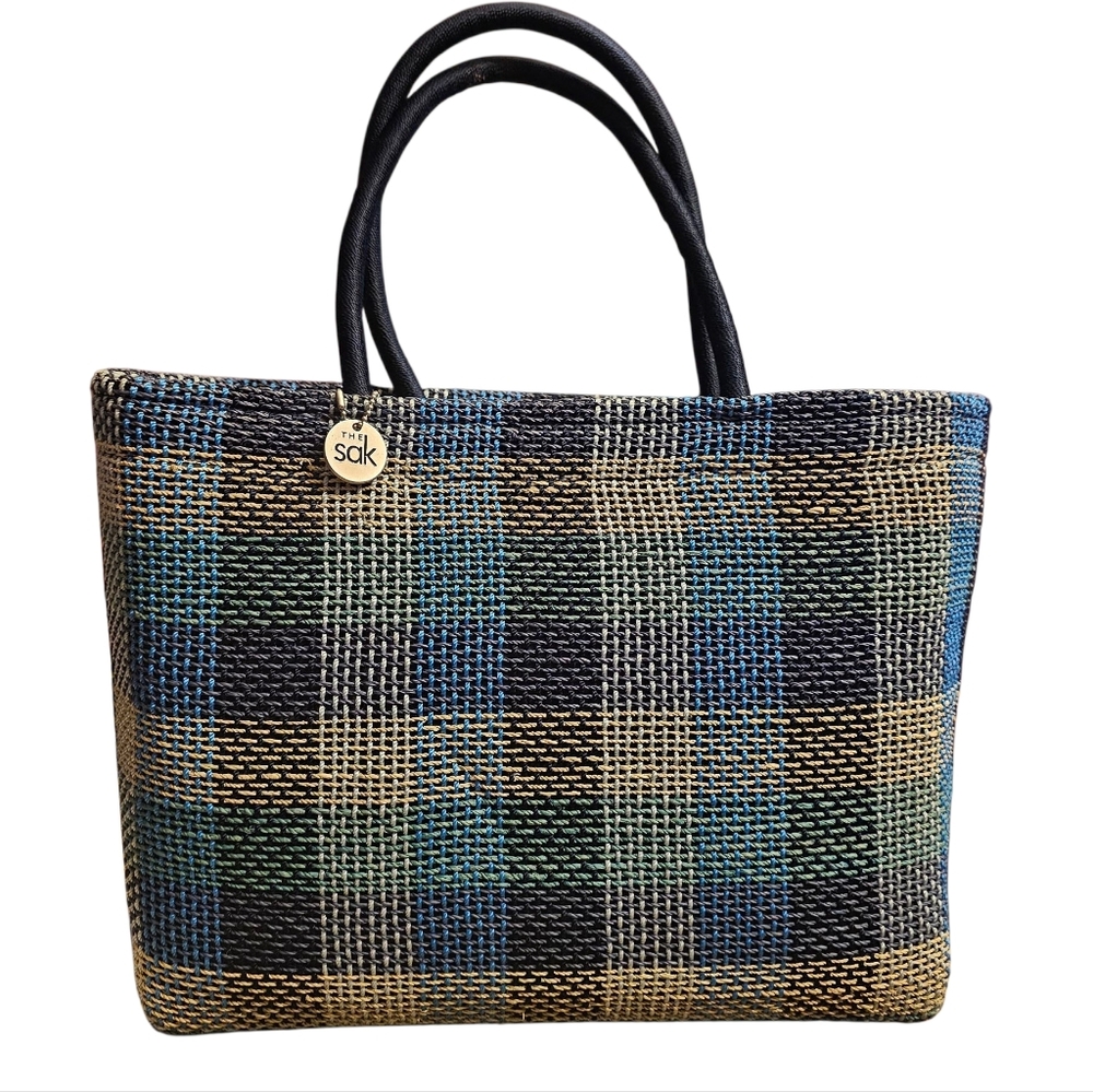 The Sak Hand Made Plaid Woven Tote EUC
